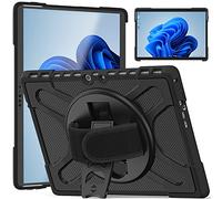 ZenRich for Microsoft Surface Pro 8 Case 13 inch 2021, Rugged Hard Protective Surface Pro 8 Case with Rotating Kickstand, Hand Strap, Pencil Holder, Compatible with Type Cover Keyboard, Black