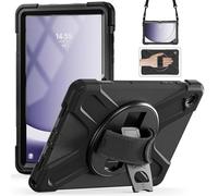 ZenRich for Samsung Galaxy Tab A9 Plus Case 11 inch 2023 (SM-X210/X215/X216), Rugged Shockproof Protective Case with Rotating Kickstand Hand/Shoulder Strap Pen Holder for A9+ Tablet, Black