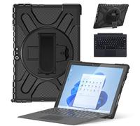 ZenRich - Microsoft Surface Pro 4/5/6/7 Rugged Case with Keyboard, Surface Pro 4/5/6/7 Protective Case with Kickstand and Hand Strap, Shock Resistant, Compatible with Keyboard Type