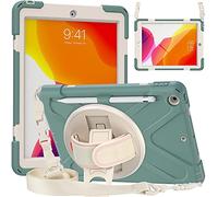 ZenRich New iPad 8th Generation Case 2020, iPad 7th Generation Case with Pencil Holder Kickstand Hand Strap and Shoulder Strap, zenrich Case for iPad 10.2 inch 2019 A2197/A2198/A2200 (Emerald Green)