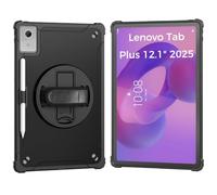 ZenRich Rugged Case for Lenovo Idea Tab Plus/K12 12.1 inch,Slim TPU Protective Case with [360 Rotating Kickstand] [Hand Strap][Shoulder Belt] for Lenovo Idea Tab Plus 2025 Release Black