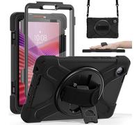 ZenRich Rugged Case for Lenovo Tab One 8.7 inch / K9 2025, Heavy Duty Shockproof Protective Case w/Screen Protector 360 Rotating Kickstand Hand Strap Shoulder Belt for Lenovo Tab One 8.7 Case, Black