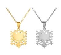 ZENRUIMING 2 Albania Symbol Necklace, Albanian Eagle Pendant, Men and Women Ethnic Style Stainless Steel Necklace, Albania Tourism Souvenir