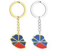 ZENRUIMING 2 French Reunion Island Map Flag Alloy Keychains, Reunion Island Travel Souvenir Keychain, Flag Color, One size