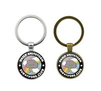 ZENRUIMING 2-Pack Daily Shitstorm Survivors Club Keychains - Humorous Design, Inspirational Gift for Men and Women, Essential Accessory for Resilient Souls