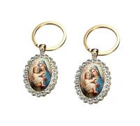ZENRUIMING 2-Pack Virgin Mary Keychains with Rhinestones - Alloy Catholic Key Rings with Holy Mother Pendant, Religious Christian Gifts