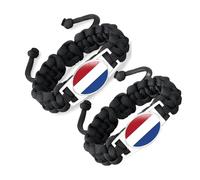 ZENRUIMING 2 Pcs Holland Flag Handmade Braided Rope Bracelet, Adjustable Twisted Flag Crystal Glass Bracelet, Holland Travel Souvenir, Patriot's Day National Day Accessory