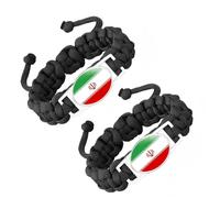ZENRUIMING 2 Pcs Iranian Flag Handmade Braided Rope Bracelet, Multi-Layered Cross-Wound Flag Bracelet, Sports Event Cheer Wristband, Patriot's Day National Day Accessory Accessory