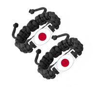 ZENRUIMING 2 Pcs Japanese Flag Handmade Braided Rope Bracelet, Adjustable Twisted Flag Crystal Glass Bracelet, Japan Travel Souvenir, Patriot's Day National Day Accessory