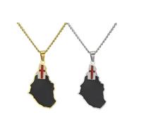 ZENRUIMING 2 Pcs Montserrat Map Flag Necklace for Women Men, British Overseas Territory Montserrat Island Map Pendant Necklace, Stainless Steel Caribbean Jewelry Gift Gold & Silver