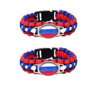 ZENRUIMING 2 Pcs Russian Flag Handmade Braided Rope Bracelet, Multi-Layered Cross-Wound Flag Bracelet, Sports Event Cheer Patriots Day National Day Accessories Accessories