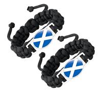 ZENRUIMING 2 Pcs Scotland Flag Handmade Braided Rope Bracelet, Adjustable Wrap Twist Flag Crystal Glass Bracelet, Scotland Tourism Souvenir