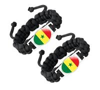 ZENRUIMING 2 Pcs Senegal Flag Handmade Braided Rope Bracelet, Adjustable Twisted Flag Crystal Glass Bracelet, Senegal Travel Souvenir, Patriot's Day National Day Accessory