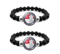 ZENRUIMING 2 Pcs Singapore Landmarks Beaded Bracelet, Adjustable Elastic Black Beaded Bracelet, Singapore Travel Souvenir