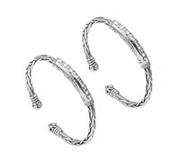 ZENRUIMING 2 Pcs Tibetan Buddhist Six Syllable Mantra Bracelets, Handmade Alloy Woven Bangles, Adjustable Open Cuffs for Meditation, Peace, Wealth Good Luck