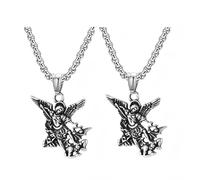 ZENRUIMING 2 St. Michael Archangel Necklaces, Vintage Viking Lucky Patron Saint Pendants, Christian Catholic Jewelry