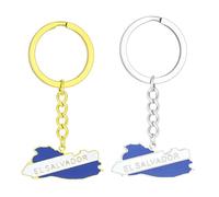 ZENRUIMING 2pcs El Salvador Map Flag Keychains, Men's and Women's Ethnic Style Titanium Keychain, El Salvador Travel Souvenir, Flag Color, 6.5cm(2.6")