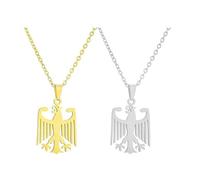 ZENRUIMING 2PCS German Eagle Pendant Necklace Set for Men and Women, Stainless Steel National Emblem Jewelry, Symbol of Strength Freedom and Unity, Matching Chain Gift