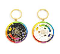 ZENRUIMING 2pcs rotatable colorful carousel keychain, rotating colorful wheel key ring for art lovers artists painters, Multicolor, One size