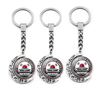 ZENRUIMING 3pcs South Korea Seoul Keychain Double Sided Rotatable Keychain, Seoul Landmarks Alloy Glass Keychain Pendant, South Korea Travel Souvenir, Backpack Wallet Car Keychain Pendant, Silver, One