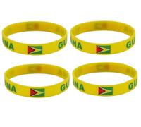ZENRUIMING 4 Guyana Flag Silicone Bracelets, Outdoor Hiking Camping Running Training Rubber Wristbands, Sports Fan Cheering Bracelets, One Size, Silicone, no gemstone