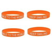 ZENRUIMING 4 Pcs Inspirational Keep Smiling Smile to the World Silicone Bracelet, Men and Women Optimistic Outdoor Casual Wristbands for Friends Family Colleagues
