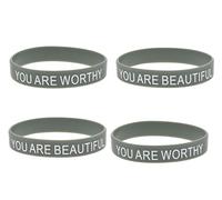 ZENRUIMING 4 Pcs Inspirational You are Beautiful You are Worthy Silicone Bracelet, Men and Women Optimistic Outdoor Casual Wristbands for Friends Family Colleagues