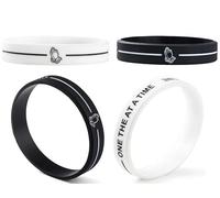 ZENRUIMING 4 Praying Hands Silicone Bracelets, Hip Hop Hands Together Prayer Meditation Bracelet ONE THE AT A TIME Alphabet Bracelet, One Size, Silicone, no gemstone
