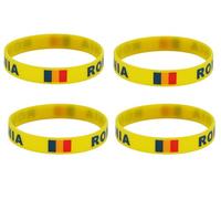 ZENRUIMING 4 Romania Flag Silicone Bracelets, Outdoor Sports Elastic Wristbands, Sporting Event Cheering Bracelets, Romania Travel Souvenirs, One Size, Silicone, no gemstone
