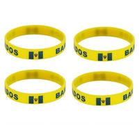 ZENRUIMING 4pcs Barbados Silicone Bracelets, Outdoor Elastic Wristbands Casual Accessories, Fan Cheering Rubber Bracelets, One Size, Silicone, no gemstone