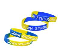 ZENRUIMING 4Pcs Medical Alert Down Syndrome Silicone Bracelet, Care Down Syndrome Outdoor Sports Elastic Wristband, Down Syndrome Outdoor Ribbon Promotional Wristband, One Size, Silicone, no gemstone