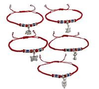 ZENRUIMING 5 Hand-Knotted Adjustable Multi-Layer Red String Devil's Eye Bracelets,Turkish Blue Eye Butterfly Turtle Owl Elephant Fox Braided Cord Pendant Bracelets,Lucky Protective Accessories