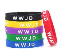 ZENRUIMING 6 Pcs WWJD Rubber Bracelets, What Would Jesus Do Outdoor Elastic Wristbands, Christian Catholic Inspirational Jewelry for Men and Women, Baptism Church Party Birthday Accessories