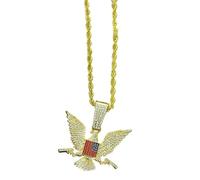 ZENRUIMING American Flag Eagle Necklace, Full Rhinestone Zinc Alloy Eagle Pendant, 22″ Twist Chain, Patriot's Day Independence Day Accessory