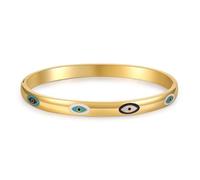 ZENRUIMING Retro Minimalist Devil's Eye Bracelet, Turkish Blue Eye Titanium Steel Gold-Plated Bracelet, Religious Lucky Protection Jewelry, Lucky Accessories for Couples