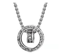 ZENRUIMING Tibetan Om Mani Padme Hum Double Ring Pendant Necklace, Copper Rotatable Prayer Wheel Design, Spiritual Protection Jewelry for Men and Women