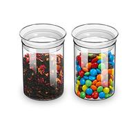 ZENS 450ml Glass Jars with Lids Set of 2, Airtight Glass Storage Jars with Glass Lids for Herbs, Clear Sealed Glass Kitchen Canister Jar Sets, Small Aitight Container for Pantry Sugar, Loose Tea,