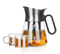 ZENS Design Glass Teapot with Infuser with 2 Cups, 23oz Small Loose Leaf Steeper Pot with Stainless Steel Spout for Hot Tea Diffusers, Oval Handle Clear Tea Infusers Pot for Tea Lovers Gifts