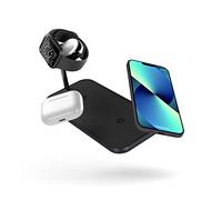 Zens Dual+Watch Aluminium Wireless Charger - Black - Ultra-Thin Triple Device Charging Station, 20W Output, Supports Apple and Samsung Fast Charge, MFi & Qi Certified, Includes Power Adapter