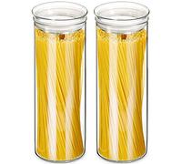 ZENS Glass Spaghetti Storage Container, 65oz Tall Glass Jars Set of 2