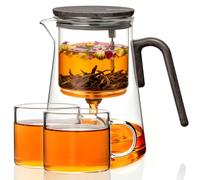 ZENS Magnetic Glass Teapot with Infuser and 2 Cups for Loose Leaf Tea