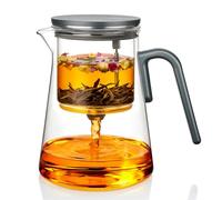 ZENS Magnetic Tea Infuser Pot, 1000ml Magic Glass Tea Pot Infusers for Loose Tea with Magnetic Lid for Mess-Free Herbal Tea Diffusers, Enchanted Teapot for Tea Lovers Gifts, Grey