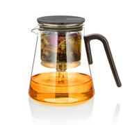 ZENS Magnetic Tea Pot, Enchanted Glass Teapot with Infuser and Magnetic Suction Lid for Mess-Free Loose Tea Diffusers, Black Walnut Pattern Handle, Tea Lovers Gifts