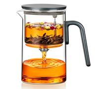 ZENS Magnetic Teapot with Infuser, Magic Glass Tea Pot with Magnetic Suction Lid for Mess-Free, Modern Herbal Teapot Diffusers for Tea Lovers Gifts Dark Grey 830ml