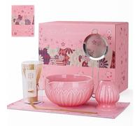 ZENS Matcha Set Pink, 6pcs Matcha Kit Ceremony Set with Pink Lotus Bowl and Bamboo Matcha Whisk(Chasen Holder), Scoop and 304 Sifter, Matcha-Making Tea Mat, Gift for Matcha Latte Lover