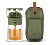 ZENS Modern Glass Teapots with Infuser, Smart One Touch Drip Tea Maker for Loose Tea Diffusers, Magic Teapot with 200ml Insulated Mug and Portable Carry Case for Tea Lovers Gifts