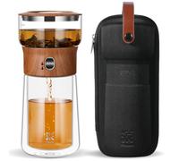 ZENS Modern Solo Tea Infuser Teapot, Smart One Touch Drip Tea Pot for Loose Tea Diffusers, Small Glass Gongfu Magical Teapot with 270ml Insulated Cup and Portable Tea Kits for Tea Lovers Gifts
