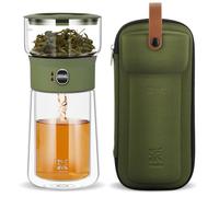 ZENS Modern Tea Infuser Teapot, Smart One Touch Drip Tea Pot for Loose Tea Diffusers, Magic Gongfu Glass Teapot with Insulated Cup and Portable Carry Case for Tea Lovers Gifts