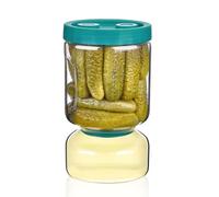 ZENS Pickle Jar with Strainer Flip, 51oz Pickle Container Pickle Juice Separator Teal Hourglass Jar for Olive Keeper, Leakproof Pickle Holder Jars for Pickling Dill Sliced Storage, Gifts for Mom
