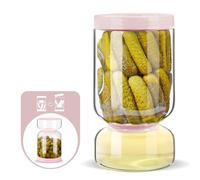 ZENS Pickle Jar with Strainer Flip, 64 oz Pickle Container Pickle Juice Separator Hourglass Jar for Olive Keeper, Leakproof Glass Pickle Holder Jars for Pickling Dill Sliced Storage, Gifts for Mom